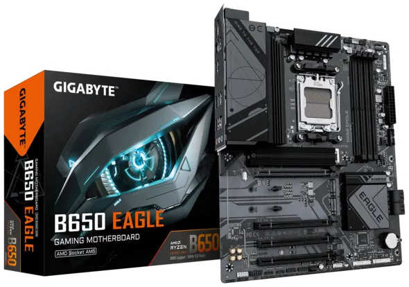 Материнская плата ATX GIGABYTE B650 EAGLE (AM5, AMD B650, 4*DDR5 (5200), 4*SATA 6G RAID, 3*M.2, 4*PCIe, HDMI, DP, 2*USB 3.2, 6*USB 2.0, USB Type-C) RT