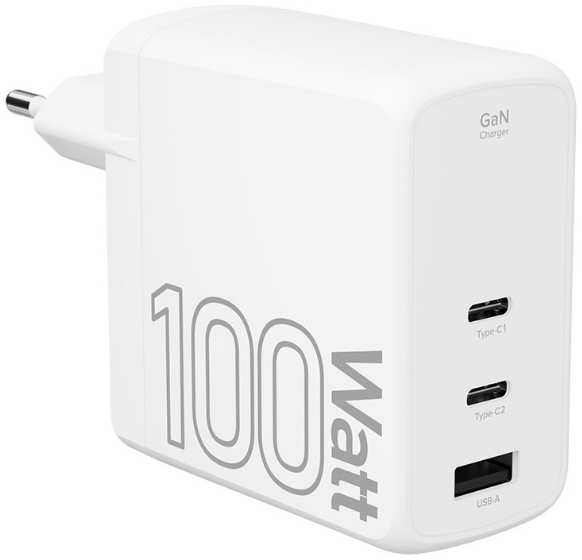 Зарядное устройство сетевое Lyambda LJC-100-2C1A GaN, 100 Вт, 2xUSB-C, 1xUSB-A