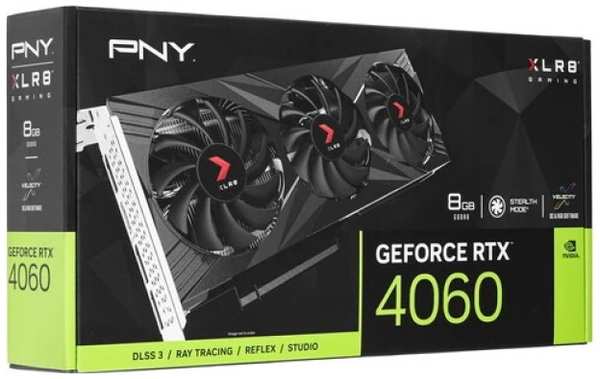 Видеокарта PCI-E PNY GeForce RTX 4060 XLR8 Gaming VERTO EPIC-X RGB Triple Fan (VCG40608TFXXPB1) 8GB GDDR6 128bit 5nm 1830/17000MHz HDMI/3*DP 9698883699