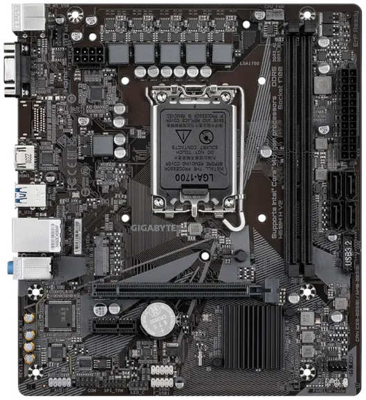 Материнская плата mATX GIGABYTE H610M H V2 (LGA1700, 2*DDR5(5600), 4*SATA, M.2, 2*PCIe, Glan, VGA, HDMI, 4*USB 2.0, 2*USB 3.0)