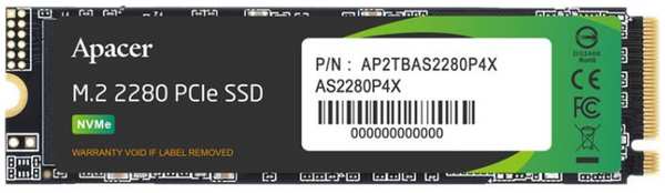 Накопитель SSD M.2 2280 Apacer AP256GAS2280P4X-1 256GB, PCIe Gen3x4 NVMe, R2100/W1700 Mb/s, 3D NAND, MTBF 1.8M, 100TBW, Retail