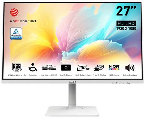 Монитор 27″ MSI Modern MD2712PW 9S6-3PA49H-218 1920x1080, 1мс, 300 кд/м2, 1000:1, 100M:1, 178°/178°, IPS, 16:9, 100Hz, HDMI 1.4, USB-C, Speaker, Tilt