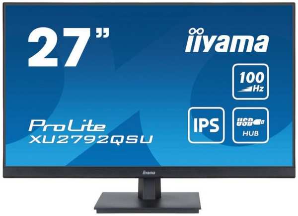 Монитор 27″ Iiyama XU2792QSU-B6 LCD, 2560х1440, 1 мс, 250 кд/м2, 1300:1, 8bit, IPS, 100Hz, DVI, HDMI2.0, DisplayPort1.2, 4xUSB3.2, 2x2W, VESA 9698889935