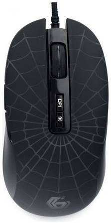 Мышь Gembird MG-560 USB, черный, паутина, 7 кн, 3200 DPI, подсв 6 цв, каб. тканевый 1,8м 969907276