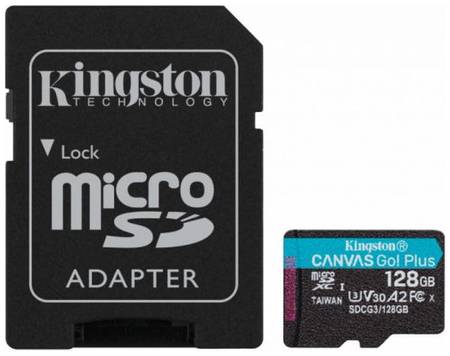 Карта памяти MicroSDXC 128GB Kingston SDCG3/128GB UHS-I Class U3 V30 A2, чтение: 170Мб/с, запись: 90Мб/с, с адаптером 969909509