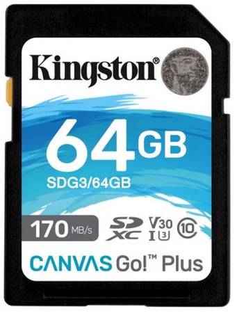 Карта памяти SDXC 64GB Kingston SDG3/64GB UHS-I Class U3 V30, чтение: 170Мб/с, запись: 70Мб/с 969909596
