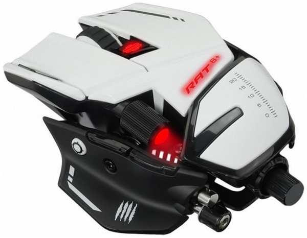 Мышь Mad Catz R.A.T. 8+ MR05DCINWH000-0 белая (PMW3389, Omron, USB, 11 кнопок, 16000 dpi, RGB подсветка)