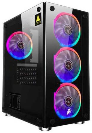 Корпус mATX 1STPLAYER FIREBASE X2 X2-4R1 , без БП, окно из закаленного стекла, 2*USB 1.1, USB 3.0, audio