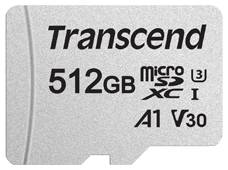 Карта памяти MicroSDXC 512GB Transcend TS512GUSD300S-A 300S, A1/UHS-I/V30/U3/Class 10, 95/40MB/s 969932004