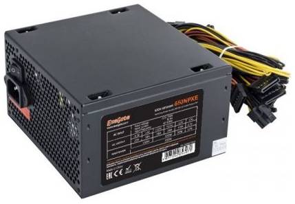 Блок питания ATX Exegate 650NPXE EX264476RUS-PC 650W (+PFC), PC, 12cm fan, 24+(4+4)p, (6+2)p PCI-E, 3*SATA + кабель 220V в комплекте