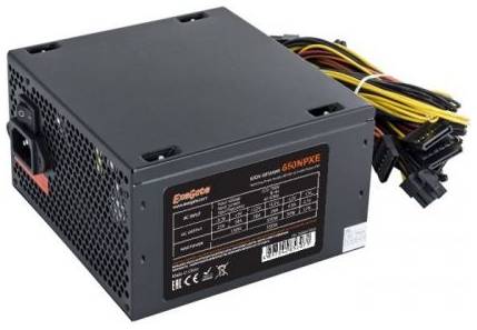 Блок питания ATX Exegate 650NPXE EX264476RUS 650W (+PFC), 12cm fan, 24+(4+4)p, (6+2)p PCI-E