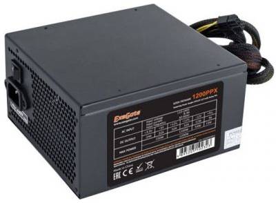Блок питания ATX Exegate 1200PPX EX258920RUS-S 1200W RTL, SC, black, active PFC, 14cm, 24p+2*(4+4)p,PCI-E, 5*SATA, 4*IDE, FDD + кабель 220V с защитой 969933334