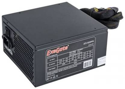 Блок питания ATX Exegate 600PPX EX221642RUS-S 600W RTL, SC, black, APFC, 14cm, 24p+(4+4)p, PCI-E, 5SATA, 3IDE, FDD + кабель 220V с защитой от выдергив 969933339