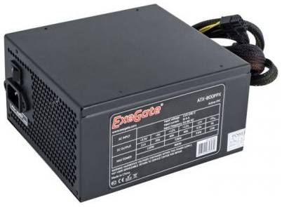 Блок питания ATX Exegate 800PPX EX220363RUS-S 800W RTL, SC, black, APFC, 14cm, 24p+2*(4+4)p, PCI-E, 4*IDE, 5*SATA, FDD + кабель 220V с защитой от выде 969933357