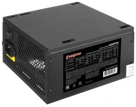 Блок питания ATX Exegate 800PPE EX260647RUS-PC 800W , PC, black, APFC, 12cm, 24p+(4+4)p, PCI-E, 3*IDE, 5*SATA, FDD + кабель 220V в комплекте 969933391
