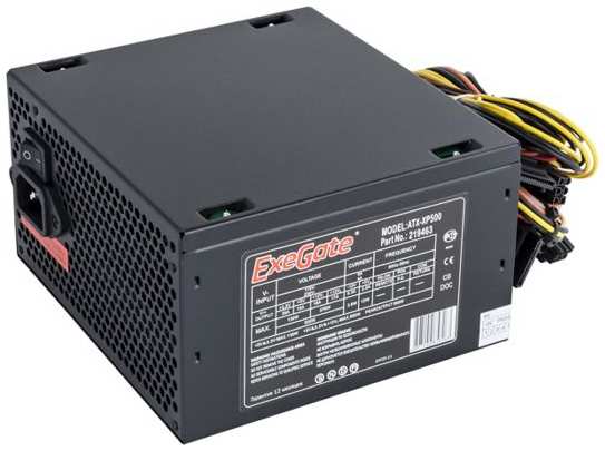 Блок питания ATX Exegate XP500 EX219463RUS-S 500W, SC, black, 12cm fan, 24p+4p, 6/8p PCI-E, 3*SATA, 2*IDE, FDD + кабель 220V с защитой от выдергивания 969933955