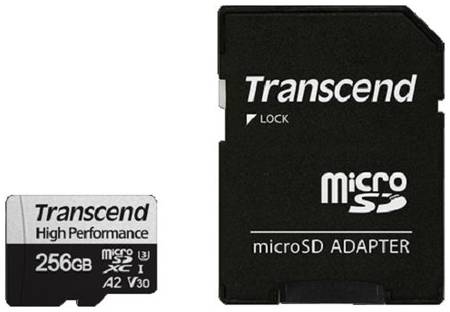 Карта памяти 256GB Transcend 330S UHS-I Class U3 V30 A2, чтение до 100Мб/с, запись до 85Мб/с, с адаптером 969935235