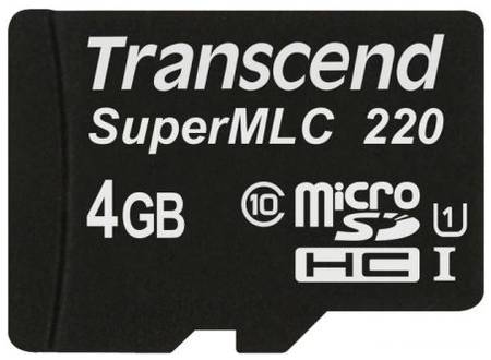 Промышленная карта памяти microSDHC 4GB Transcend 220I Class 10 U1 UHS-I SuperMLC, без адаптера