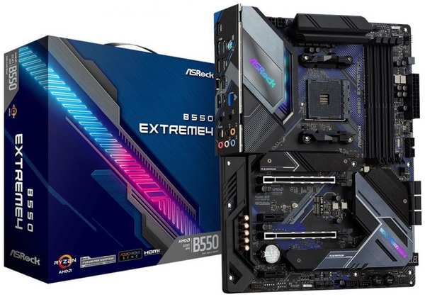 Материнская плата ATX ASRock B550 EXTREME4 (AM4, AMD B550, 4*DDR4(3200), 6*SATA 6G RAID, 2*M.2, 4*PCIE, 7.1CH, 2.5Glan, 5*USB 3.2/2*USB Type-C, HDMI)