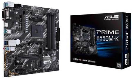 Материнская плата mATX ASUS PRIME B550M-K (AM4, AMD B550, 4*DDR4(4800), 4*SATA 6G RAID, 2*M.2, 3*PCIE, 7.1CH, Glan, 8*USB 3.2, D-Sub, DVI-D, HDMI)