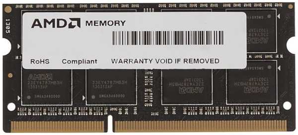 Модуль памяти SODIMM DDR3 8GB AMD R538G1601S2S-U 1600MHz, PC3-12800, CL11, 1.5V, Non-ECC, RTL 969941748