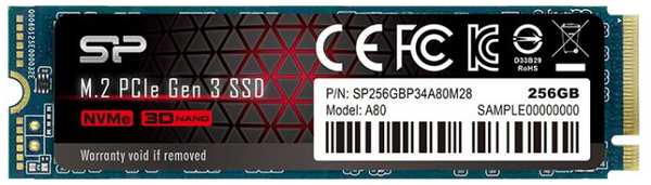 Накопитель SSD M.2 2280 Silicon Power SP256GBP34A80M28 P34A80 256GB PCI-E x4 NVMe 3200/3000MB/s 3D TLC NAND MTBF 2M 969945853