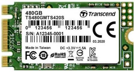Накопитель SSD M.2 Transcend TS480GMTS420S 480GB, SATA3, up to 560/340MBs, 85000 IOPs, 3D TLC, 22х42мм 969951954