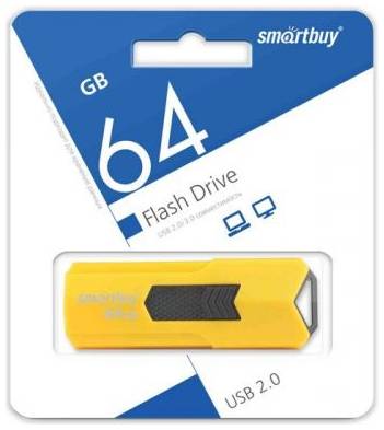 Накопитель USB 2.0 64GB SmartBuy SB64GBST-Y Stream жёлтый 969952397