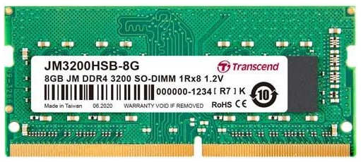 Модуль памяти SODIMM DDR4 8GB Transcend JM3200HSB-8G 3200MHz Non-ECC 1Rx8 CL22 1,2V 969952694