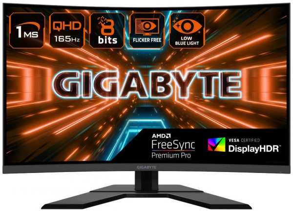 Монитор 32″ GIGABYTE G32QC VA, 2560x1440, HDMI+HDMI+DP, 1ms, 178°/178°, 350 cd/m, 12M:1, 3000:1, 165Hz, 2xUSB3.0, Curved, RTL