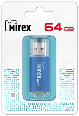 Накопитель USB 2.0 64GB Mirex UNIT 13600-FMUAQU64 голубой (ecopack) 969953163