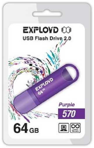 Накопитель USB 2.0 64GB Exployd 570 пурпур 969953188