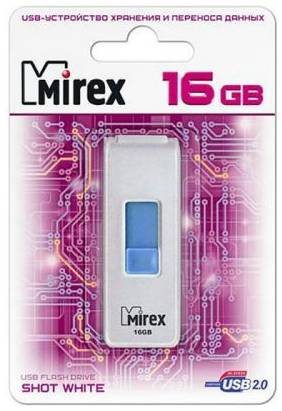 Накопитель USB 2.0 16GB Mirex SHOT 13600-FMUWST16 USB 16GB Mirex SHOT (ecopack)