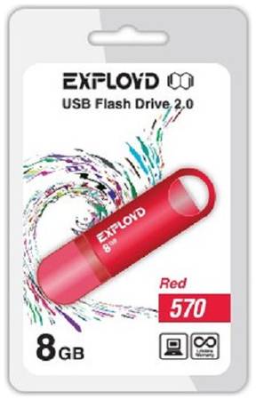 Накопитель USB 2.0 8GB Exployd 570 красный 969953709