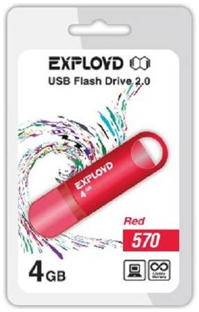 Накопитель USB 2.0 4GB Exployd 570 красный 969953769