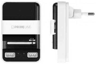Зарядное устройство сетевое Deppa 2313 для АКБ, 1A, 2 USB, /, Prime Line