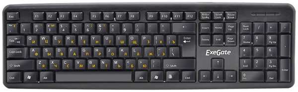 Клавиатура Exegate LY-331 EX263905RUS USB, полноразмерная, 104кл., Enter большой, длина кабеля 1,5м, черная, Color box