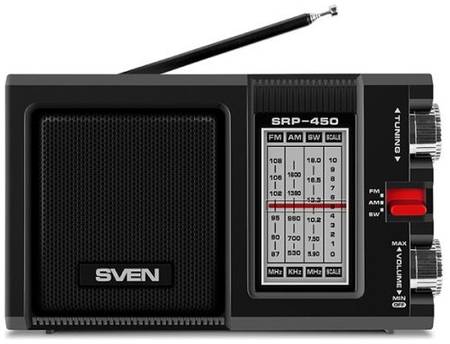Радиоприемник Sven SRP-450 SV-017149 черная, 3Вт, FM/AM/SW