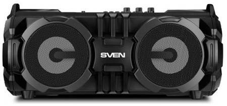 Портативная акустика 2.0 Sven PS-485 SV-017408 черная, 28Вт, FM-тюнер, USB, microSD, Bluetooth, LED-дисплей, 2х2000мА*ч