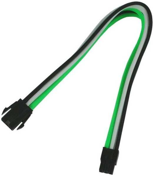 Удлинитель Nanoxia NX6PV3EGWS 6-pin PCI-E, 30см, индивидуальная оплетка, зеленый/белый/черный 969975216