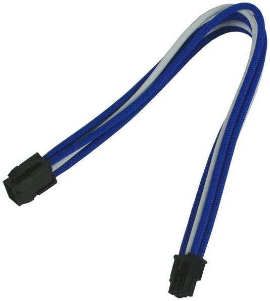 Удлинитель Nanoxia NX6PV3EBW 6-pin PCI-E, 30см, индивидуальная оплетка, синий/белый 969975218