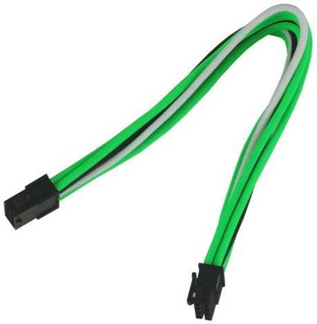 Удлинитель Nanoxia NX8PE3EGWS 8-pin PCI-E, 30см, индивидуальная оплетка, черный/зеленый/белый 969975266