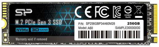 Накопитель SSD M.2 2280 Silicon Power SP256GBP34A60M28 P34A60 256GB PCI-E 3x4 2200/1600MB/s MTBF 2M