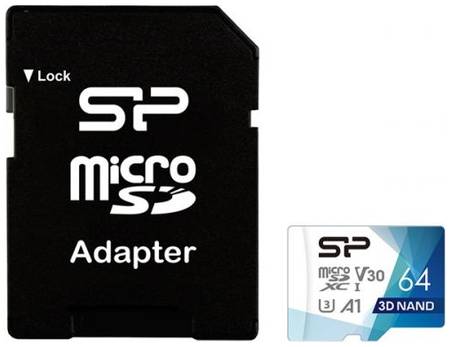 Карта памяти 64GB Silicon Power SP064GBSTXDU3V20AB Superior Pro A1 microSDXC Class 10 UHS-1 U3 100 МБ/с 80 МБ/с 969980276