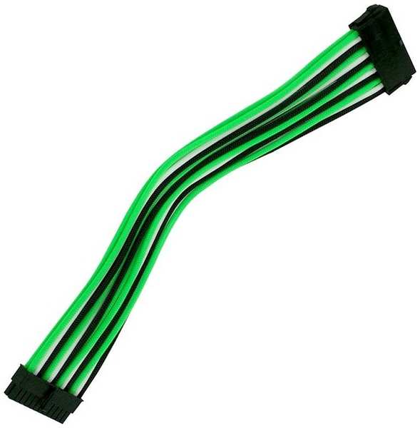 Удлинитель Nanoxia NX24V3EGWS 24-pin ATX, 30см, индивидуальная оплетка, зеленый/белый/черный 969983220