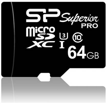 Карта памяти 64GB Silicon Power SP064GBSTXDU3V10SP microSDXC Superior class 10 UHS-I U3 (SD адаптер) 969990243