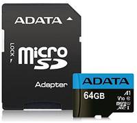 Карта памяти 64GB ADATA AUSDX64GUICL10A1-RA1 microSDXC Class 10 UHS-I A1 100 / 25 MB / s (SD адаптер)