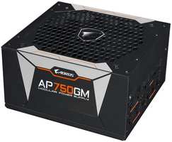 Блок питания ATX GIGABYTE GP-AP750GM 750W активный PFC, вентилятор 135x135 мм, cертификат 80 PLUS Gold, отстегивающиеся кабели