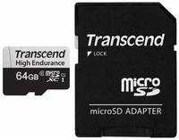 Карта памяти MicroSDXC 64GB Transcend TS64GUSD350V Class 10, UHS-I U1, High Endurance, (SD адаптер), R / W: 100 / 45 MB / s, 3D TLC