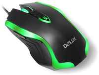Мышь Delux M556hi черно-зеленая, 800/1200/1600/2400dpi, USB, 5кн+скролл, с подсветкой 6938830403043G
